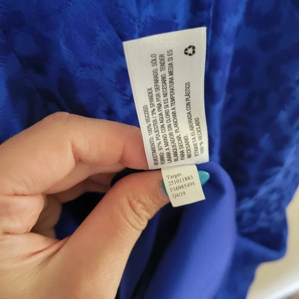 NWT CUSHNIE for Target Leopard Print Wrap Slip Dress Satin Sexy Royal Blue Sz 2 - Picture 11 of 14